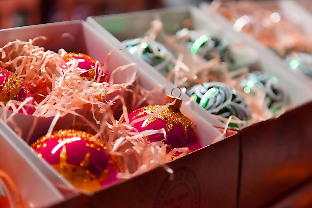 Boxes of Christmas Ornaments